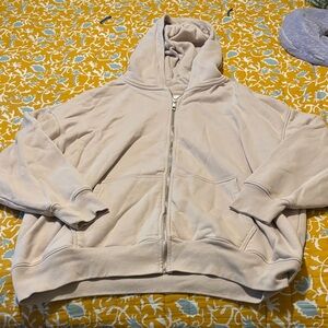 American Eagle women’s zip up sweatshirt hoodie tan